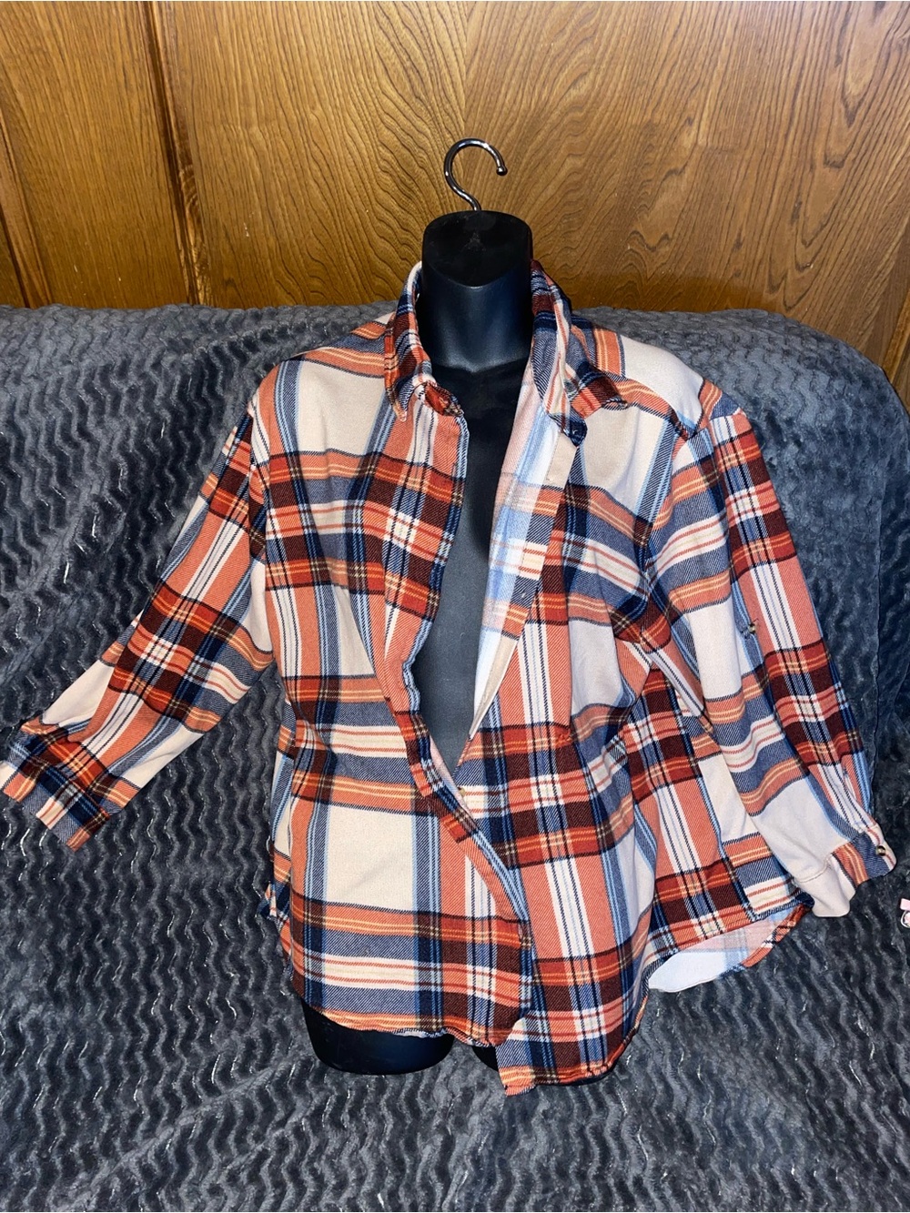 Orange & Navy Plaid Top 🍊